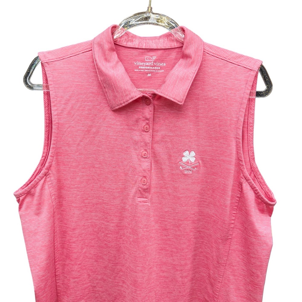 Vineyard Vines Performance Womens Medium Coral Pink Sleeveless Golf Polo Shirt - Picture 5 of 13